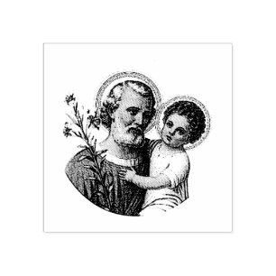 Saint Joseph with the Baby Jesus Rubber Stamp