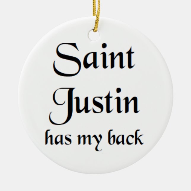saint justin ceramic tree decoration (Front)