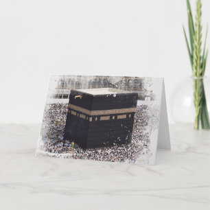 Saint Kaaba, Masjid Al Haram, watercolour illustra Card