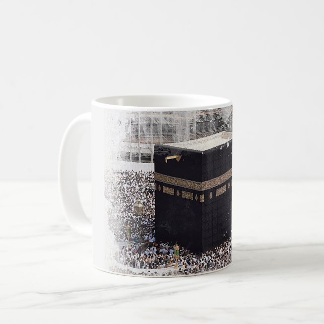 Saint Kaaba, Masjid Al Haram, watercolour illustra Coffee Mug (Front Left)