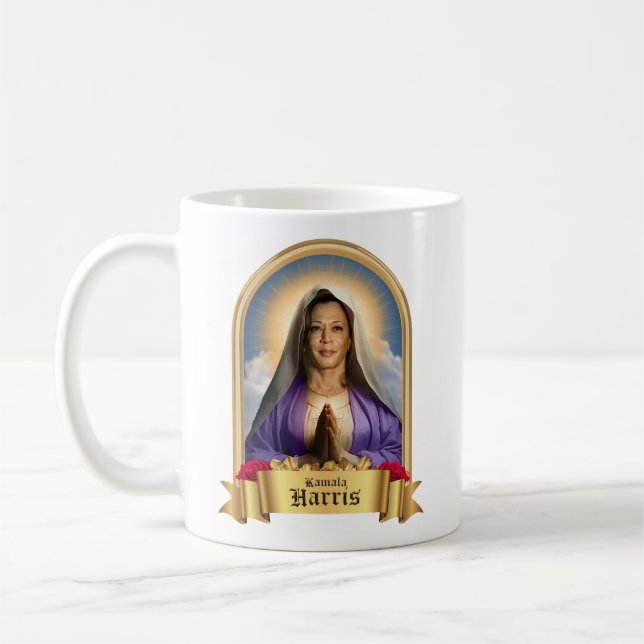Saint Kamala Harris Prayer Candle Coffee Mug (Left)