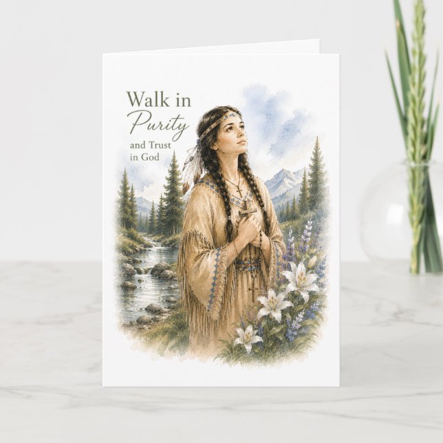 Saint Kateri Tekakwitha Catholic Birthday Card (Front)