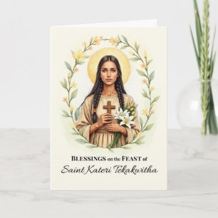 Saint Kateri Tekakwitha Feast Day Blessings Wreath Card