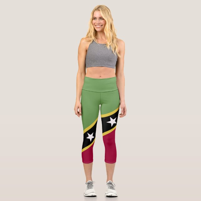 Saint Kitts and Nevis flag Capri Leggings (Front)