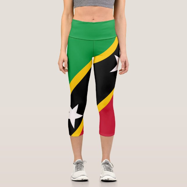 Saint Kitts and Nevis Flag Capri Leggings (Front)