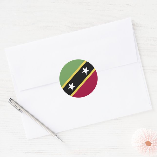 Saint Kitts and Nevis flag Classic Round Sticker (Envelope)