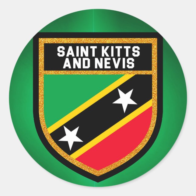 Saint Kitts And Nevis Flag Classic Round Sticker (Front)