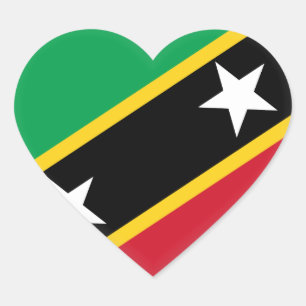 Saint Kitts and Nevis Flag Heart Sticker