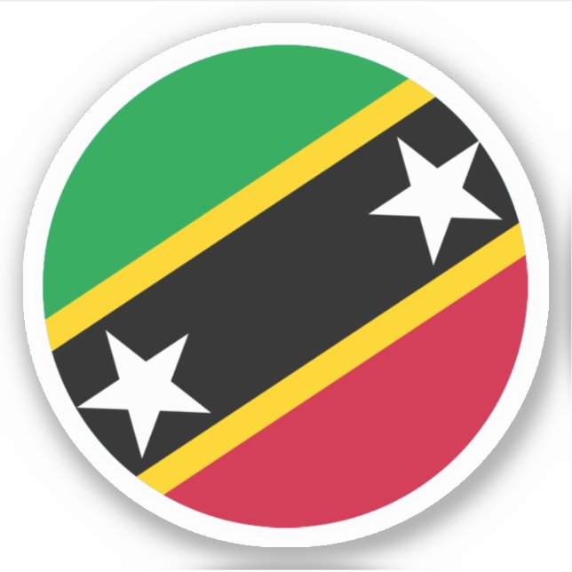 Saint Kitts and Nevis Flag Round Sticker (Front)