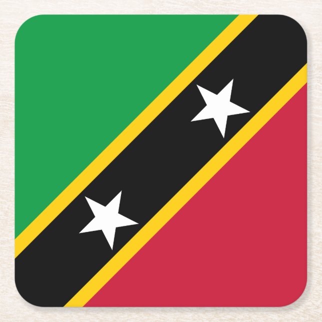 Saint Kitts and Nevis Flag Square Paper Coaster (Front)