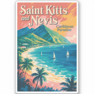 Saint Kitts and Nevis Landscape Illustration Retro
