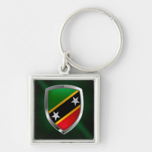 Saint Kitts and Nevis Metallic Emblem Key Ring