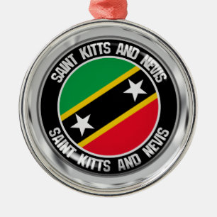 Saint Kitts and Nevis Round Emblem Metal Tree Decoration