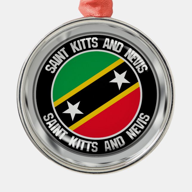 Saint Kitts and Nevis Round Emblem Metal Tree Decoration (Front)