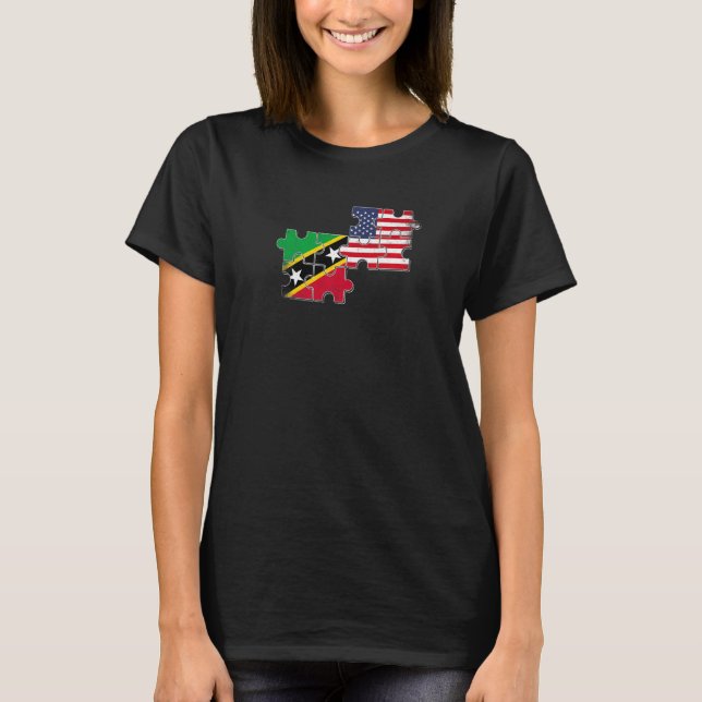 Saint Kitts And Nevis USA Flag   T-Shirt (Front)