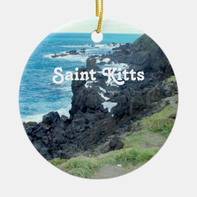 Saint Kitts Coast Ceramic Tree Decoration (Front)