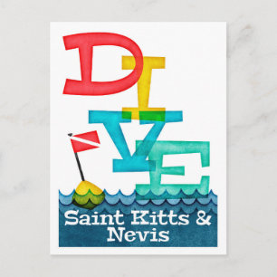 Saint Kitts & Nevis Dive - Colourful Scuba Postcard