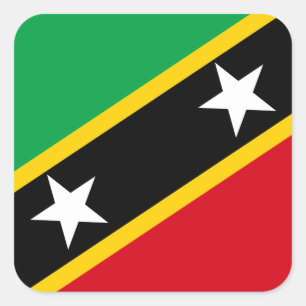 Saint Kitts & Nevis Flag Square Sticker