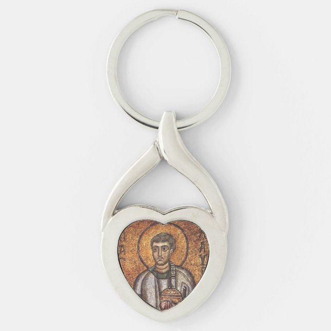 Saint Lawrence Orthodox Mosaic Art Print Key Ring (Front)