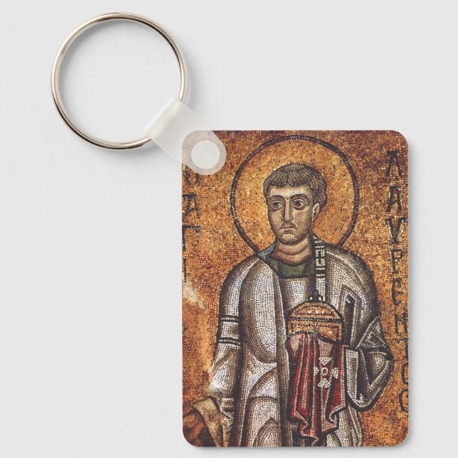 Saint Lawrence Orthodox Mosaic Art Print Key Ring (Front)