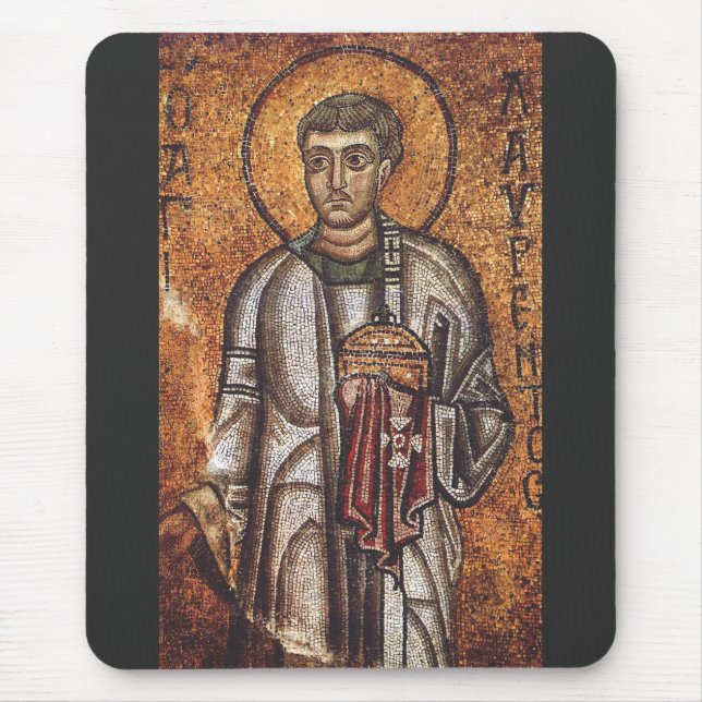 Saint Lawrence Orthodox Mosaic Art Print Mouse Pad (Front)