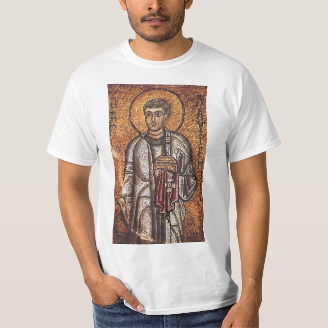 Saint Lawrence Orthodox Mosaic Art Print T-Shirt (Front)