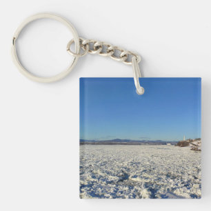 Saint Lawrence River in Winter, Quebec, Canada Key Ring