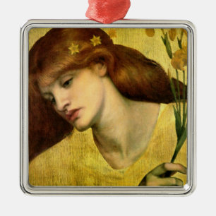 Saint Lily [Sancta Lilias] (by Gabriel Rossetti) Metal Tree Decoration