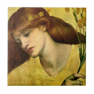 Saint Lily [Sancta Lilias] (by Gabriel Rossetti) Tile