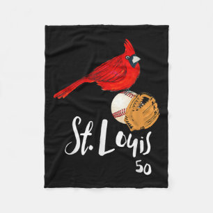 Saint Louis Red Cardinal Number 50 Baseball Art Fleece Blanket