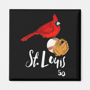 Saint Louis Red Cardinal Number 50 Baseball Art  Magnet