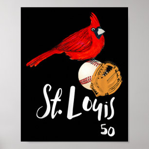 Saint Louis Red Cardinal Number 50 Baseball Art  Poster