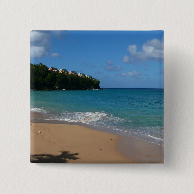 Saint Lucia Beach Tropical Vacation Landscape 15 Cm Square Badge (Front)