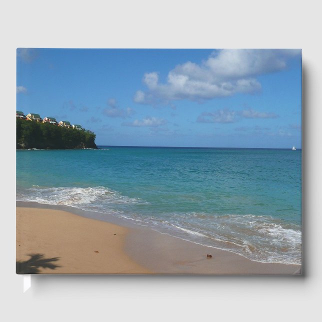 Saint Lucia Beach Tropical Vacation Landscape Guest Book (Front)