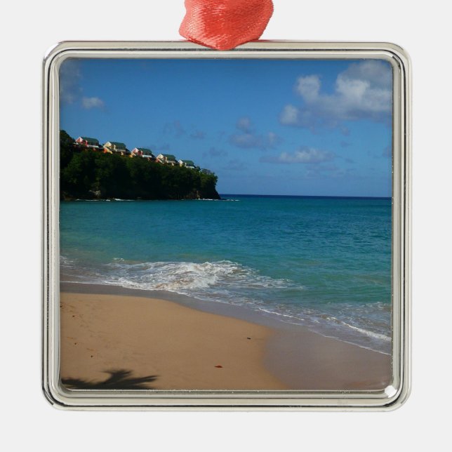 Saint Lucia Beach Tropical Vacation Landscape Metal Tree Decoration (Front)