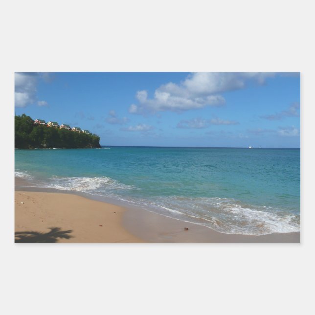 Saint Lucia Beach Tropical Vacation Landscape Rectangular Sticker (Front)