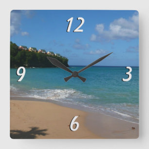 Saint Lucia Beach Tropical Vacation Landscape Square Wall Clock