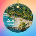 Saint Lucia Caribbean Beach Photo  Ceramic Tree Decoration<br><div class="desc">Photo of Marigot Bay in Saint Lucia in the Caribbean to bring back tropical beach memories.</div>