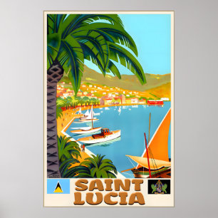 Saint Lucia Caribbean West Indies Travel Poster