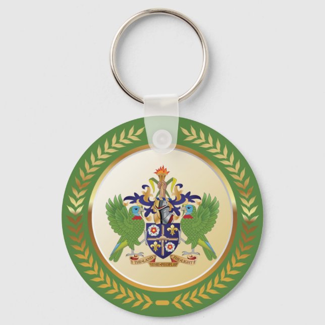 Saint Lucia Coat Of Arms Key Ring (Front)