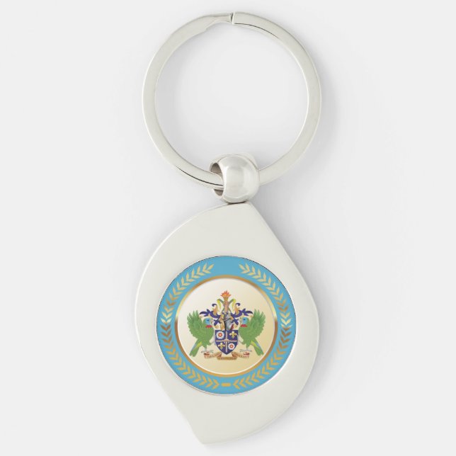 Saint Lucia Coat Of Arms Key Ring (Front)