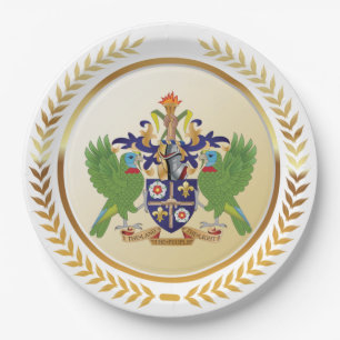 Saint Lucia Coat Of Arms Paper Plate