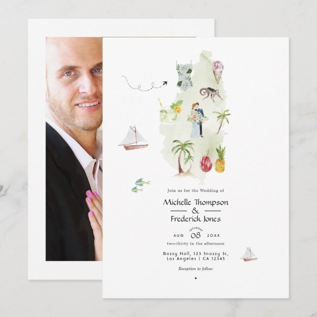 Saint Lucia Destination Wedding Photo Invitation (Front/Back)