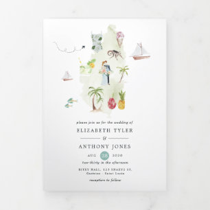 Saint Lucia Destination Wedding Photo Tri-Fold Car Card