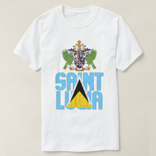 Saint Lucia Flag and Coat Of Arms Patriotic T-Shirt