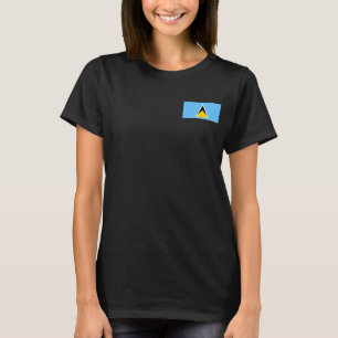Saint Lucia Flag and Map dk T-Shirt