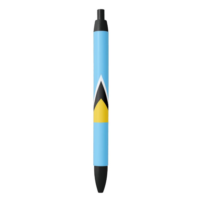 Saint Lucia Flag Black Ink Pen (Front Vertical)
