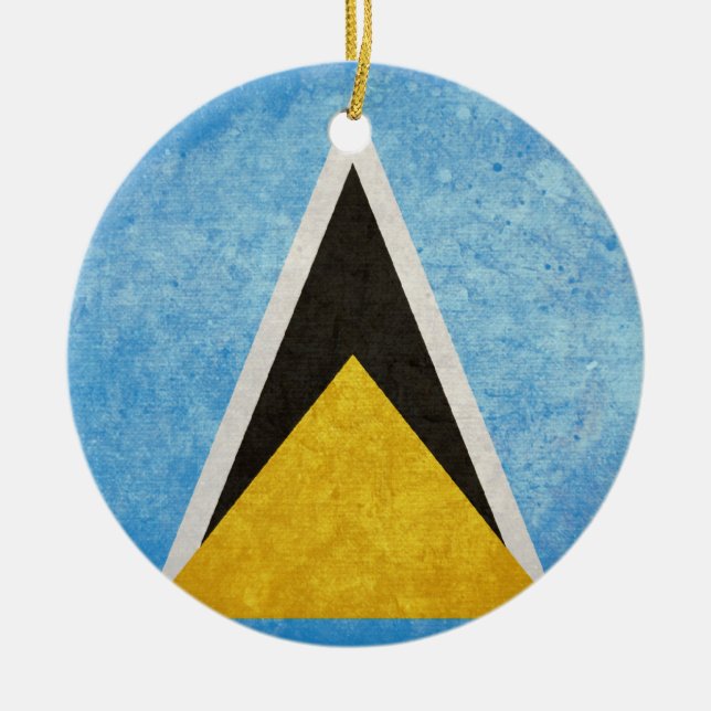 Saint Lucia Flag Ceramic Tree Decoration (Front)