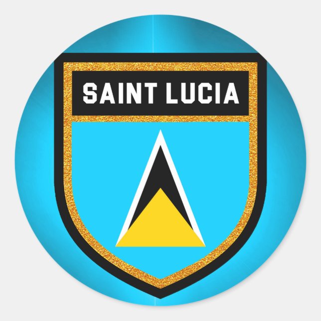 Saint Lucia Flag Classic Round Sticker (Front)