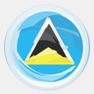 Saint Lucia Flag Classic Round Sticker